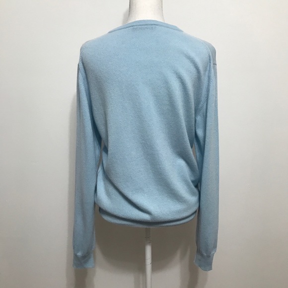 Fedi 100% Cashmere V-neck Sweater, Light Blue - Picture 2 of 8